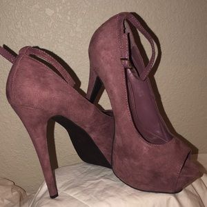Purple suede heels